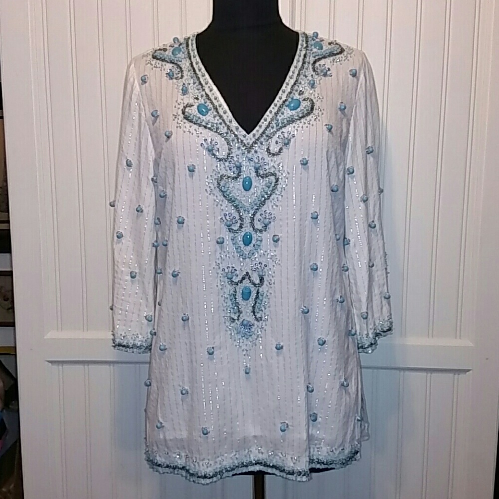 2/$20 Boston Proper summer top w/ turquoise Size S